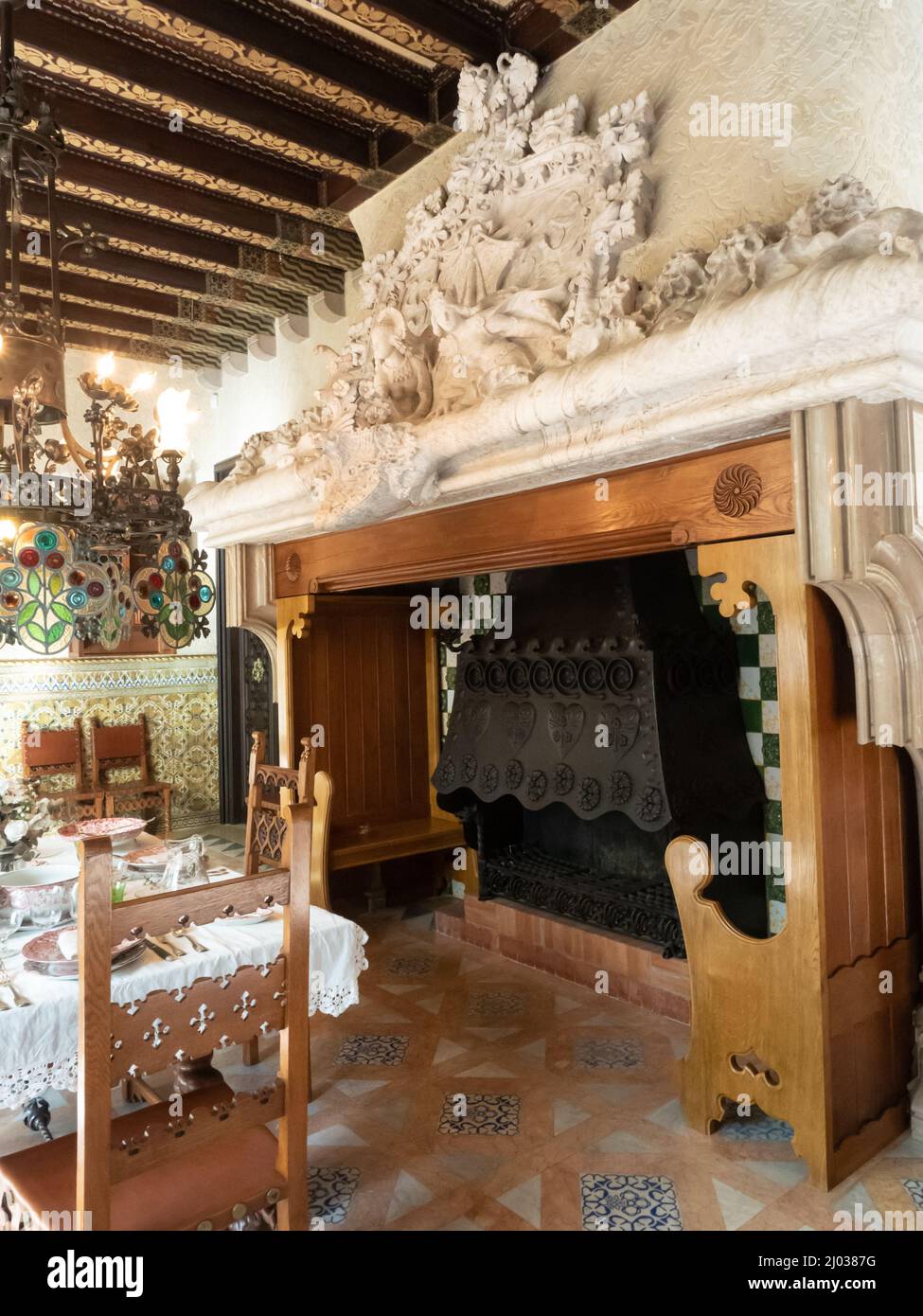 Esszimmer der Casa Amatller, entworfen von Puig i Cadafalch, Barcelona, Katalonien, Spanien, Europa Stockfoto