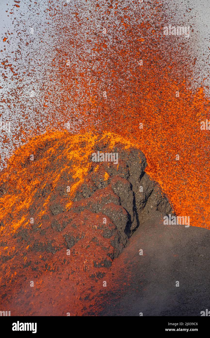 Vulkanausbruch Geldingadalir, Fagradalsfjall, Island, Polarregionen Stockfoto