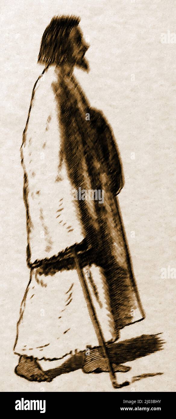 Eine Illustration eines Gemäldes eines nomadischen ABABDEH-Stammesmannes von Ägypten aus dem Jahr 1890. Die Ababda aka العبابدة,العبّادي, Abābdah oder Al-ʿabbādī sind eine ursprünglich nomadische Volksgruppe, die in Ost-Ägypten und im Sudan lebte und ursprünglich in den Regionen zwischen dem Nil und dem Roten Meer zu finden war. Obwohl sie einst nur Beja sprachen, halten sie sich jetzt für arabisch und sprechen Arabisch. Stockfoto