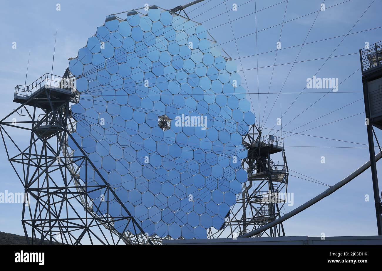 Die MAGISCHEN Teleskope im Roque de los Muchachos Observatorium Stockfoto