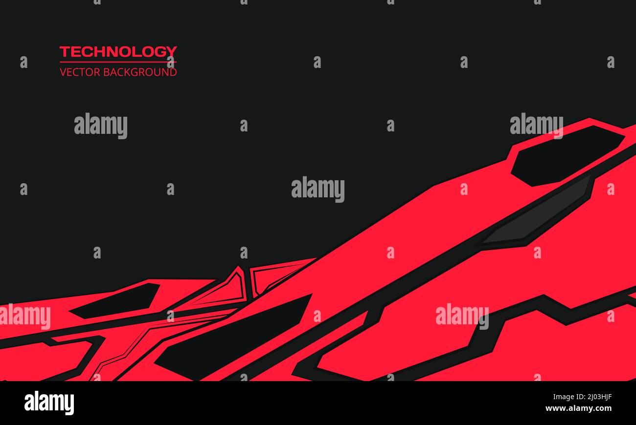 Technologie futuristischer roter und schwarzer Roboter-Gaming abstrakter Hintergrund. Technoflacher Hintergrund. Stock Vektor