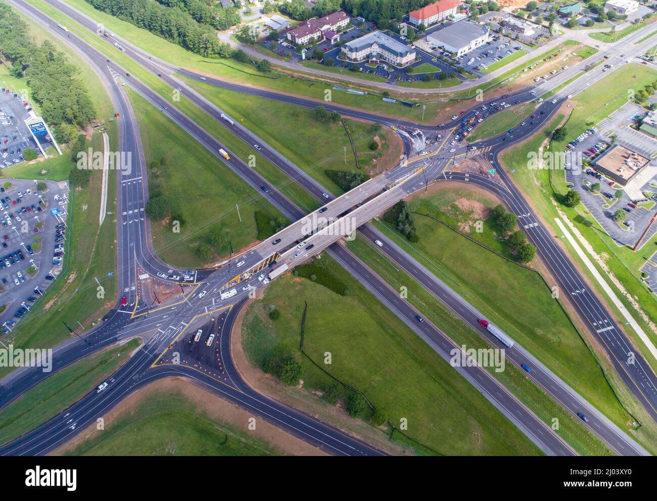 Malbis, Alabama, divergierender Diamantaustausch Stockfoto