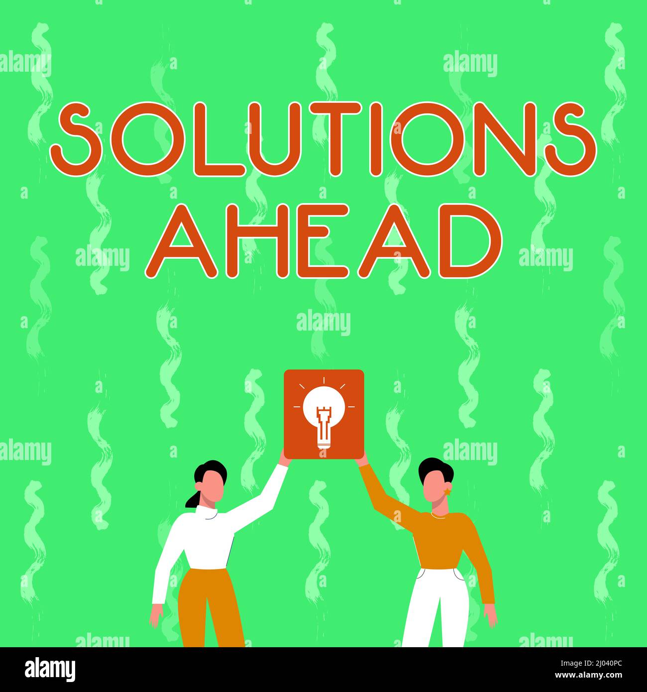 Inspiration zeigt Zeichen Lösungen voraus. Geschäftsidee im Voraus Aktion oder Prozess der Lösung eines Problems oder Problem zwei Kollegen Holding Lamp Stockfoto