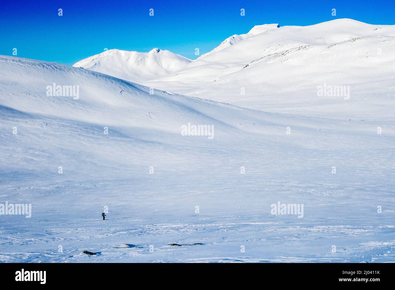 Hütte zu Hütte Skitouren in der Region Trollheim in Norwegen im Winter Stockfoto