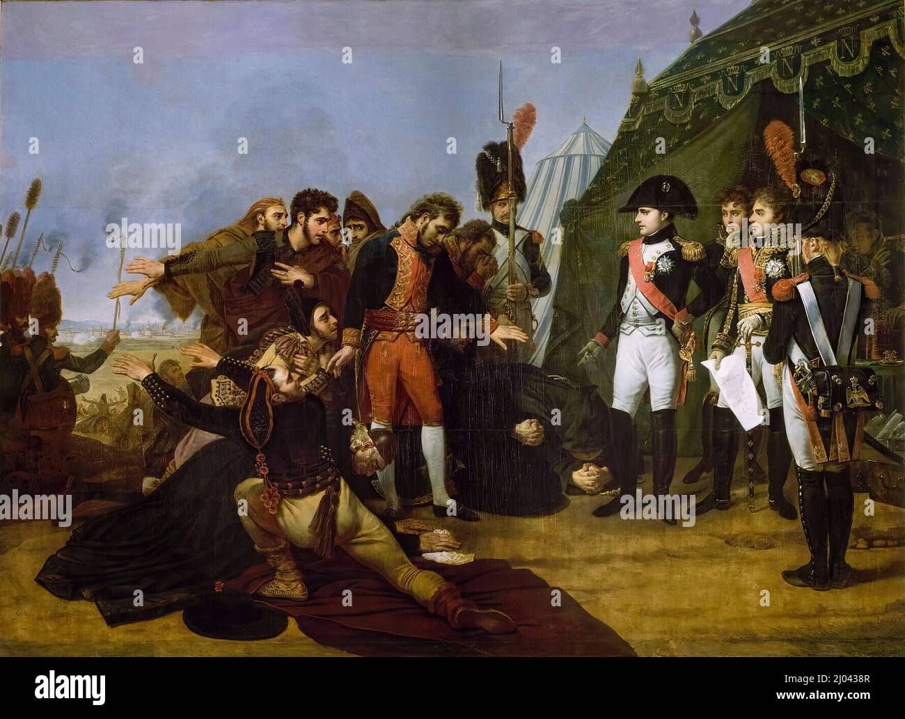 Napoleon nimmt die Kapitulation von Madrid an, 4.. Dezember 1808, Öl auf Leinwand, Gemälde von Antoine-Jean Gros, 1809 Stockfoto