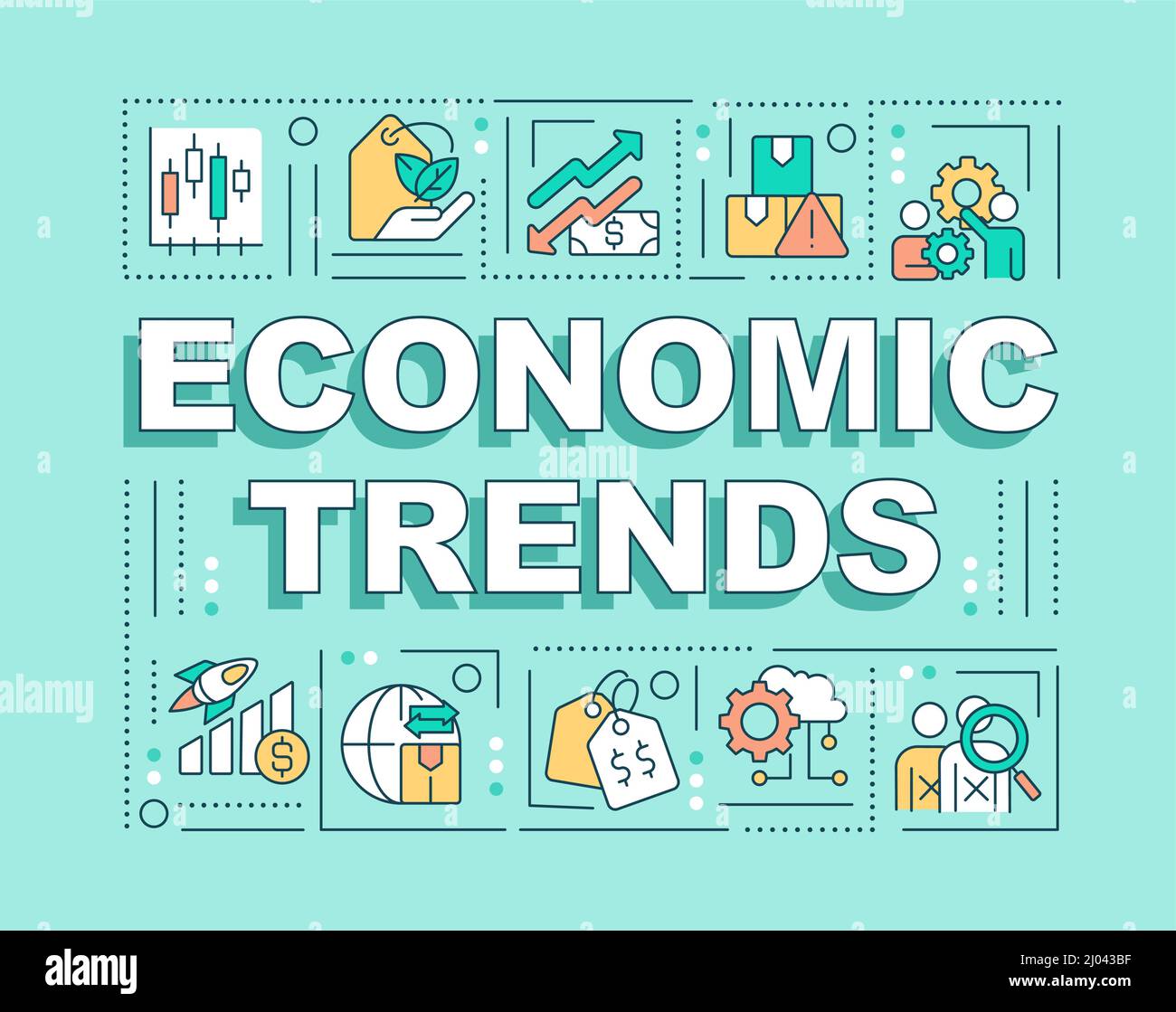 Wirtschaftliche Trends Wortkonzepte grünes Banner Stock Vektor