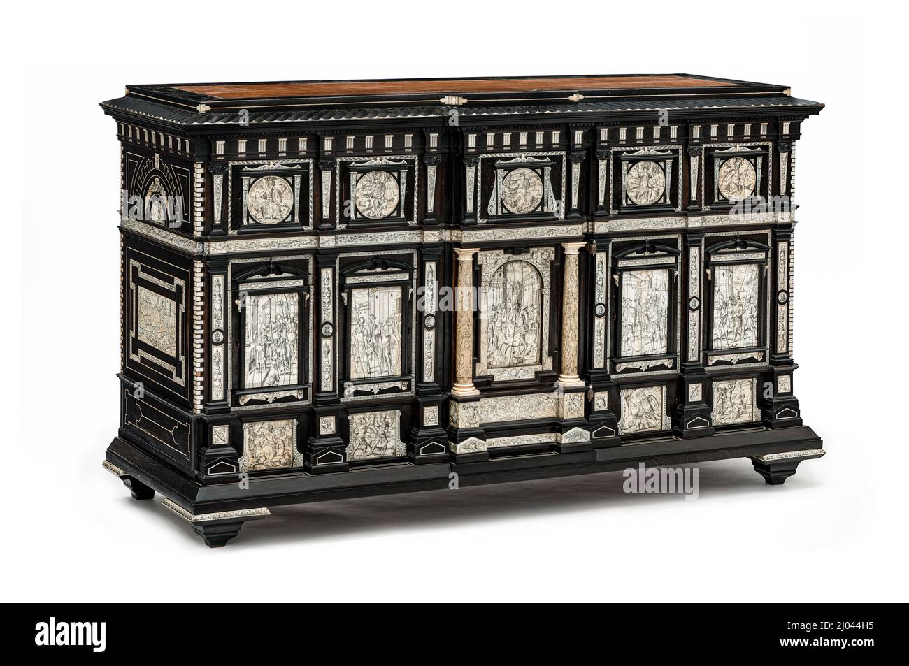 Das Onians-Kabinett. Wird Jacobus Fiamengo zugeschrieben (Italien, Neapel, aktiv ca. 1580-ca. 1630). Italien, Neapel, um 1600. Möbel, Möbel. Ebenholz, Elfenbein, exotische Hölzer, Stahl Stockfoto