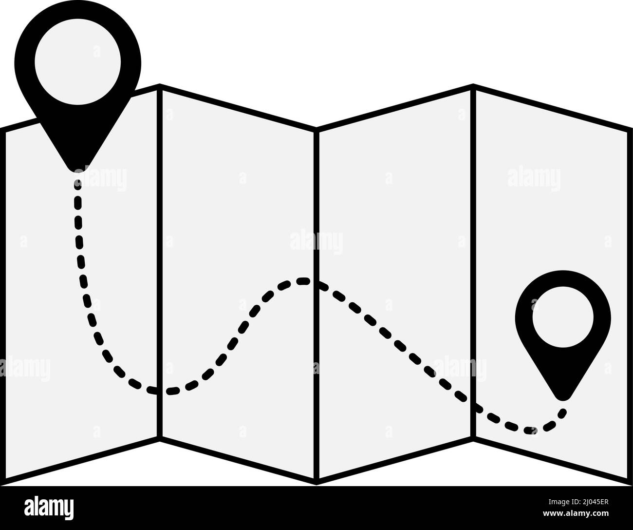 Karte mit Pins, abstraktem Route- und Positionssymbol, Vektordarstellung Stock Vektor