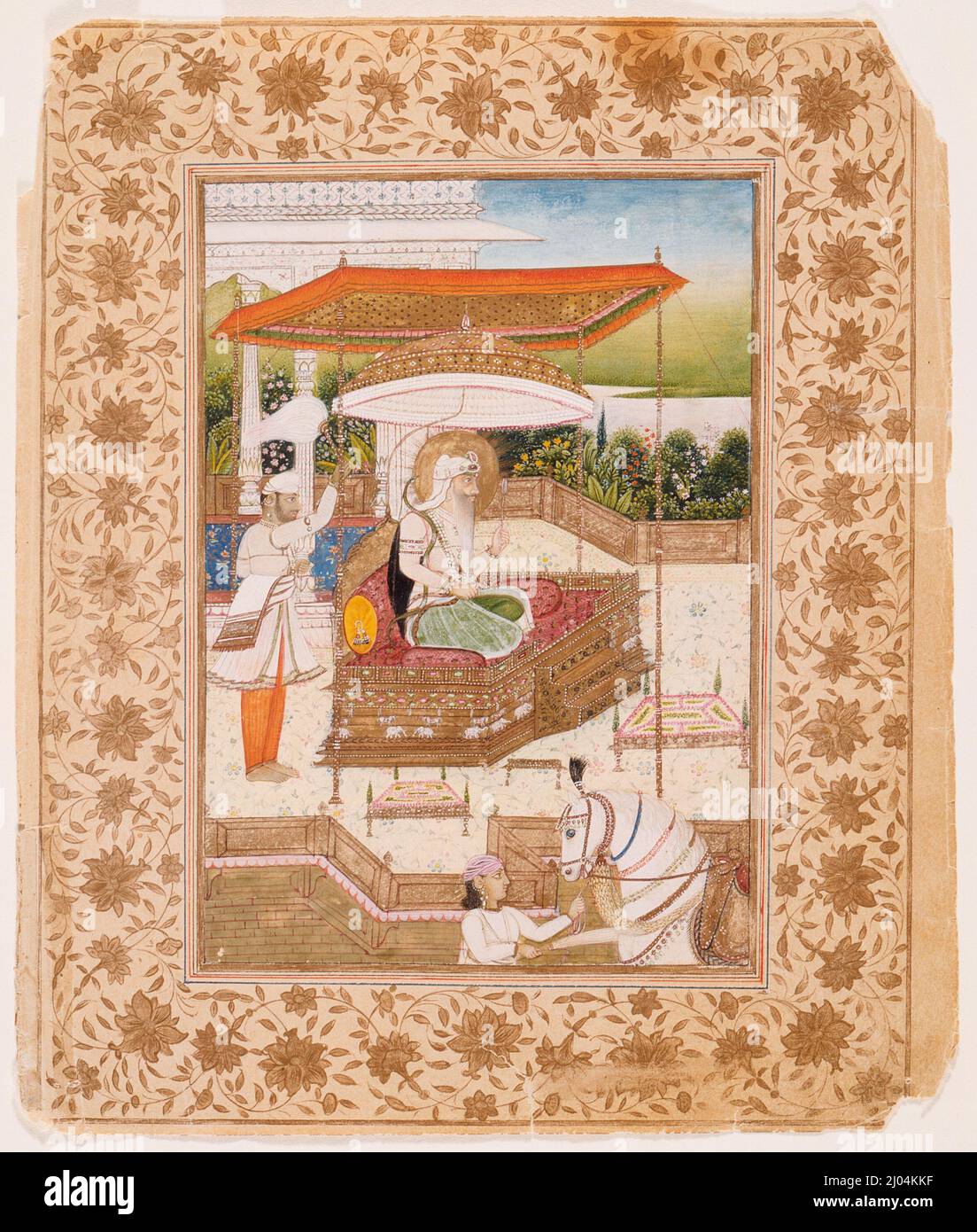 Maharaja Ranjit Singh (regierte 1799-1837). Jagannath zugeschrieben (Indien, blühte um 1850). Indien, Panjab, Amritsar, um 1850. Zeichnungen; Aquarelle. Undurchsichtiges Aquarell und Gold auf Papier Stockfoto