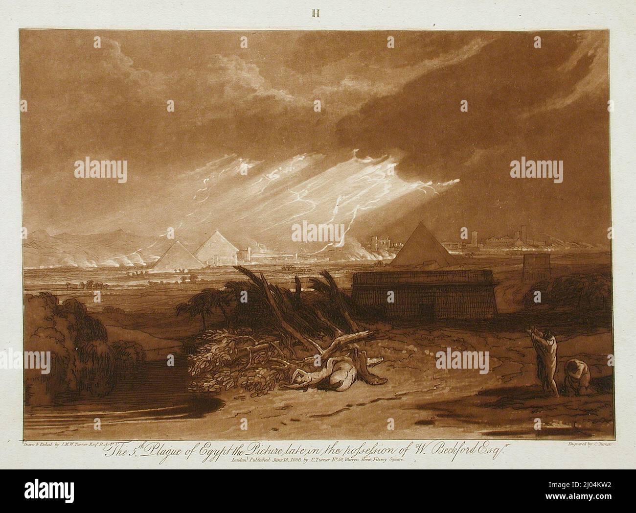 Die fünfte Pest Ägyptens. Charles Turner (England, Woodstock, 1773-1857). England, 1808. Drucke; Radierungen. Mezzotinta und Ätzung Stockfoto