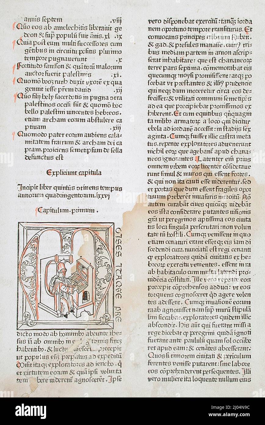 Genesis von Adam. Deutschland, gedruckt um 1488. Drucke; Holzschnitte. Holzschnitt und Buchdruck Stockfoto