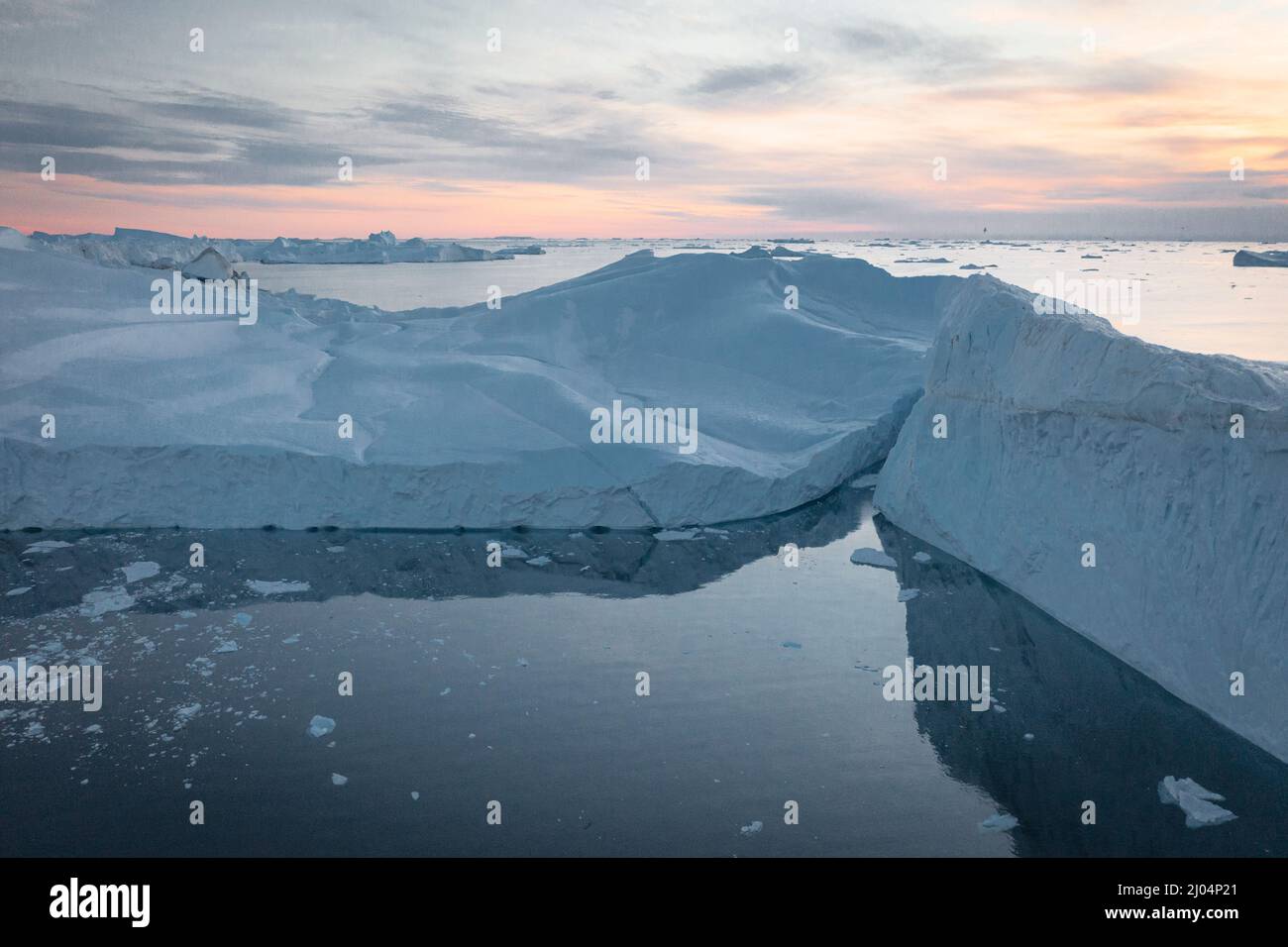 Extreme Eisberge aus der Luft Stockfoto