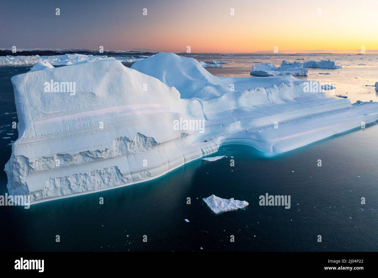 Extreme Eisberge aus der Luft Stockfoto