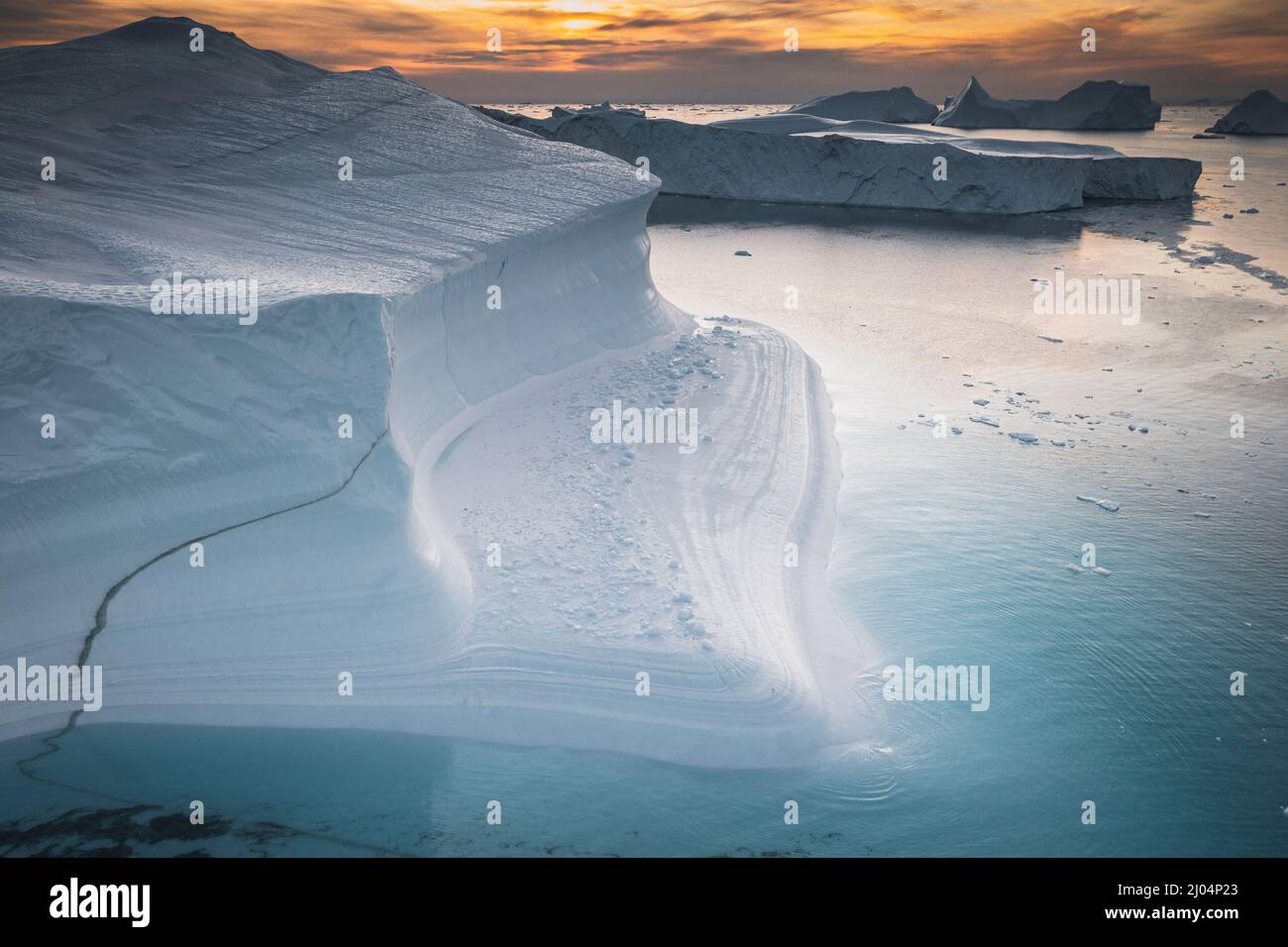 Extreme Eisberge aus der Luft Stockfoto