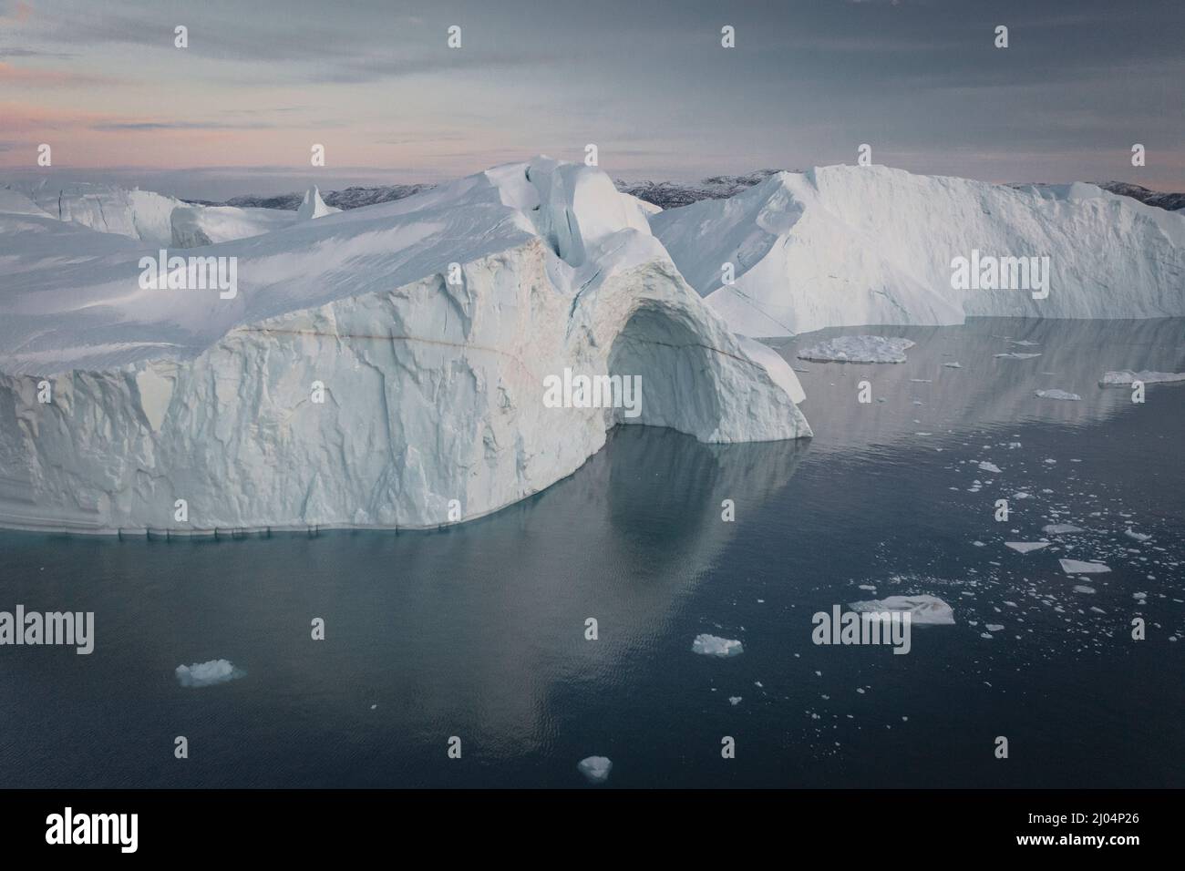 Extreme Eisberge aus der Luft Stockfoto