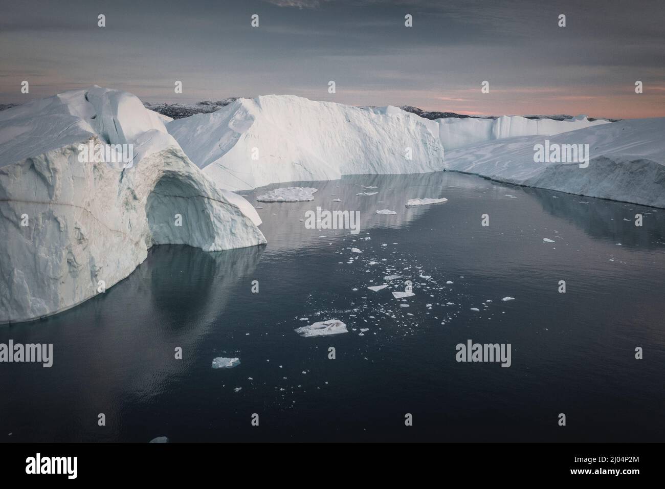 Extreme Eisberge aus der Luft Stockfoto