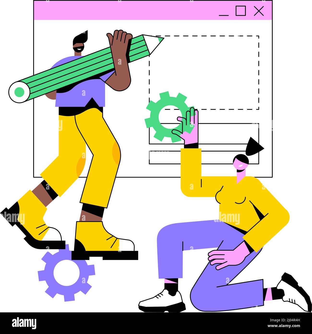 Prototyping abstrakte Konzept Vektor-Illustration. Designkonzept, Benutzertests, UX, Website-Entwurfsversion, Interface-Idee, Kreative Arbeit, Landing Page, abstrakte Metapher für digitale Anwendungen. Stock Vektor