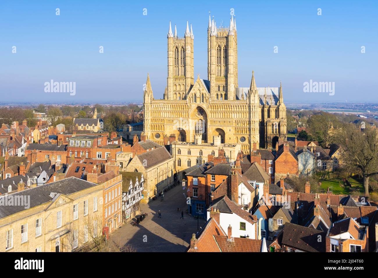 Lincoln Cathedral oder Lincoln Minster West Front Excheckr Gate Lincoln Lincolnshire England GB Europa Stockfoto