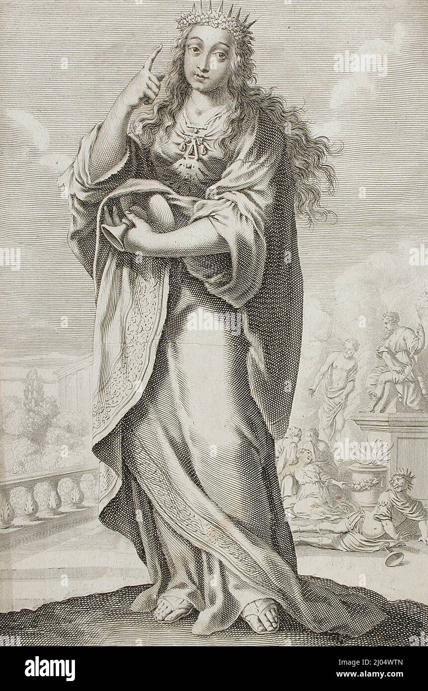Königin Zenobia. Gilles Rousselet (France, Paris, 1610-1686)Claude Vignon (France, Tours, 1593-1670). Frankreich, 1647. Drucke; Gravuren. Gravur und Radierung Stockfoto