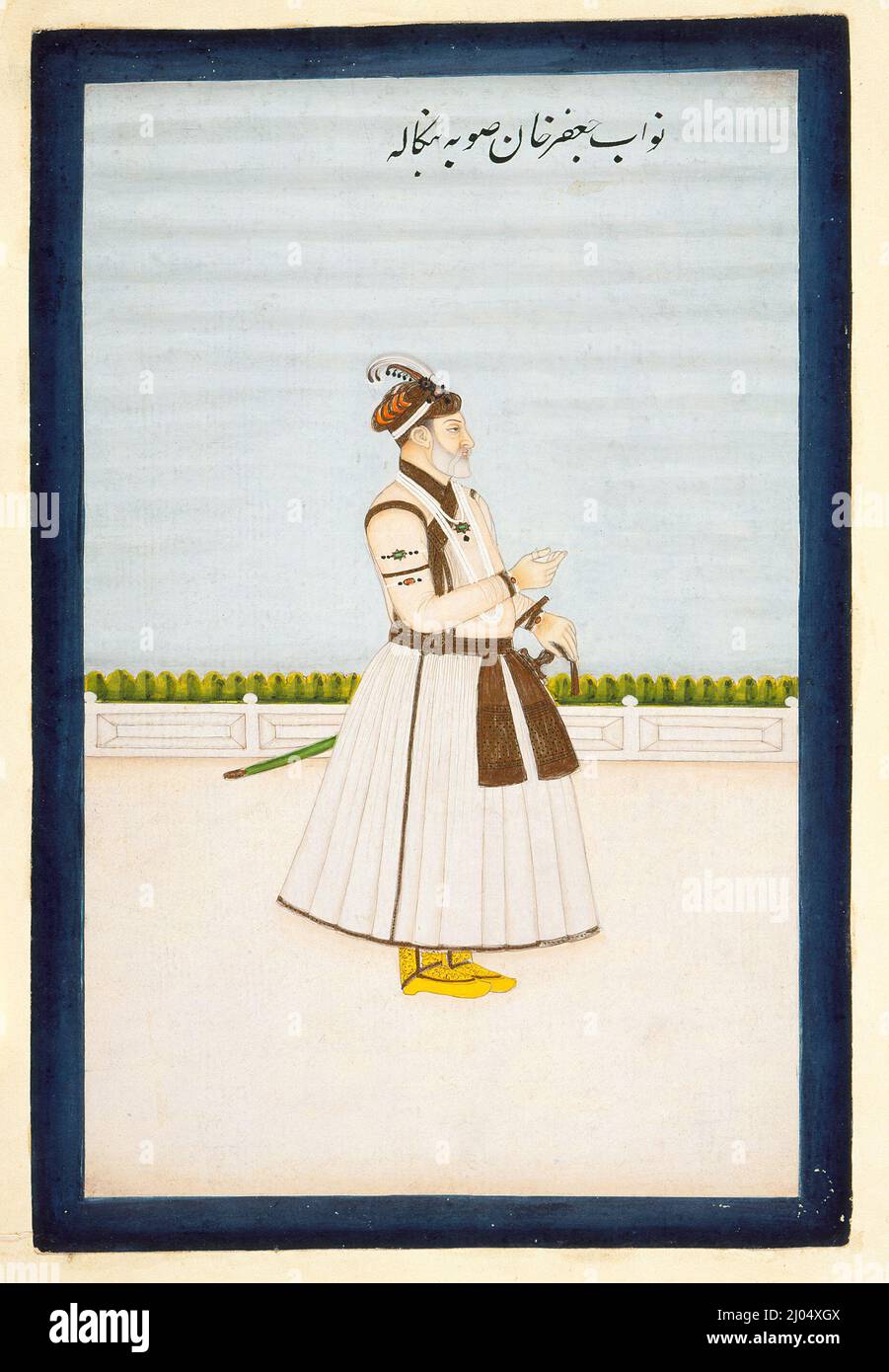 Nawab mir Jafar Khan (regierte 1704-1726). Indien, Westbengalen, Murshidabad, 1760-1775. Zeichnungen; Aquarelle. Undurchsichtige Aquarelle, Gold und Tinte auf Papier Stockfoto