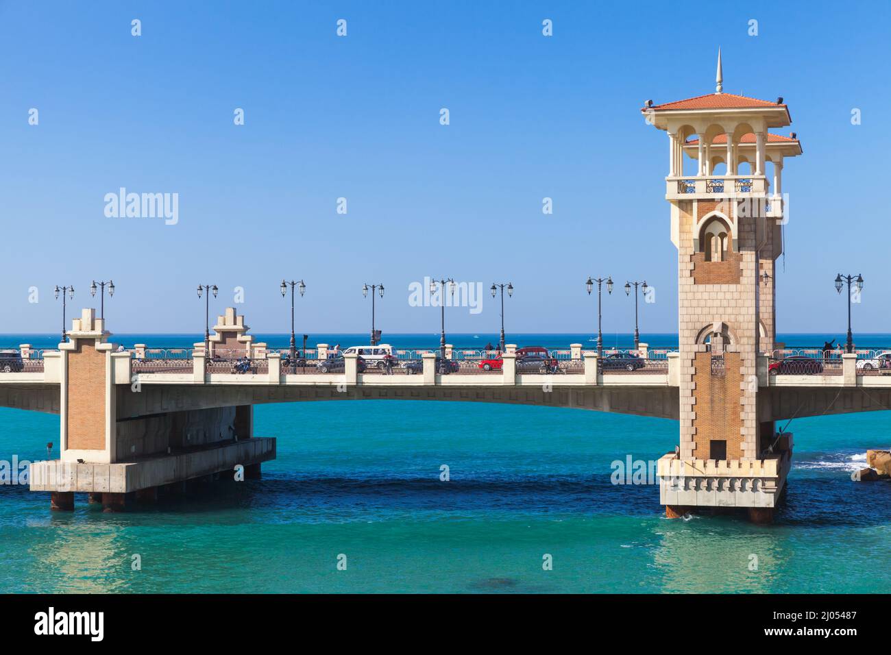 Stanley Bridge, Alexandria. Es ist ein 400 Meter langes ägyptisches Denkmal Stockfoto