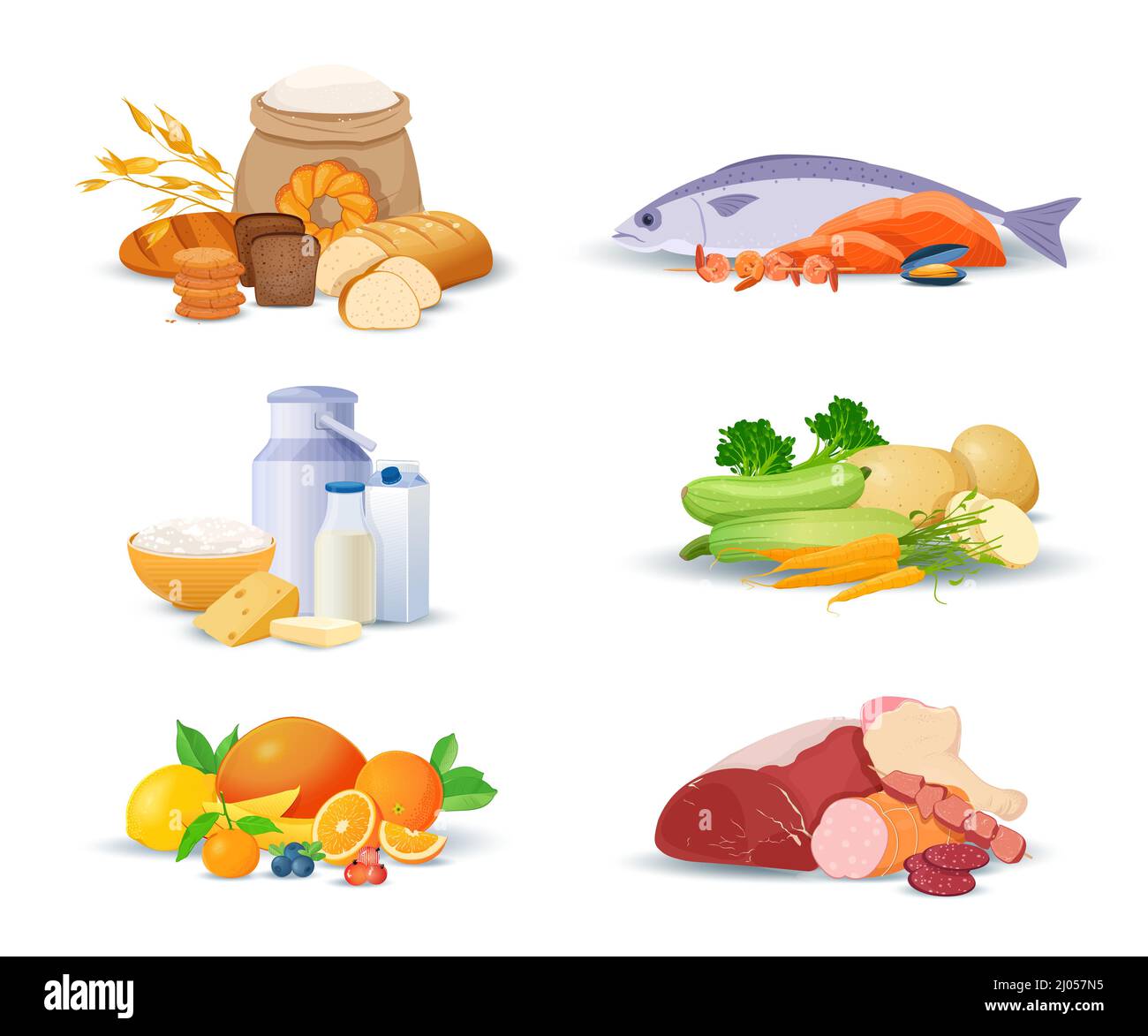 Set von verschiedenen Arten von Lebensmitteln Stock Vektor