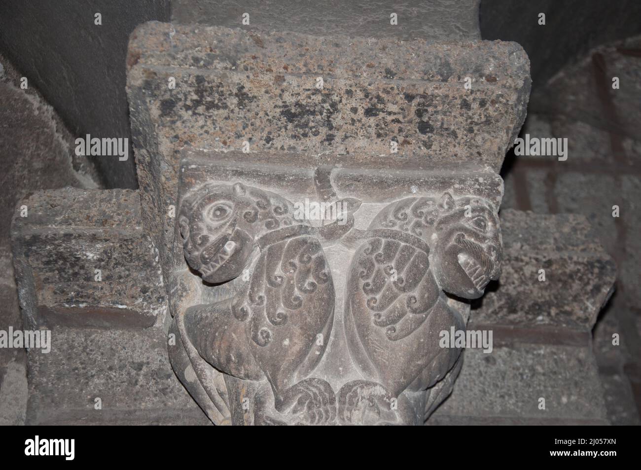 Detail, Skulptur, Kloster, Kathedrale der Muttergottes, Le Puy-en-Velay, Auvergne, Haute Loire, Frankreich. Stockfoto