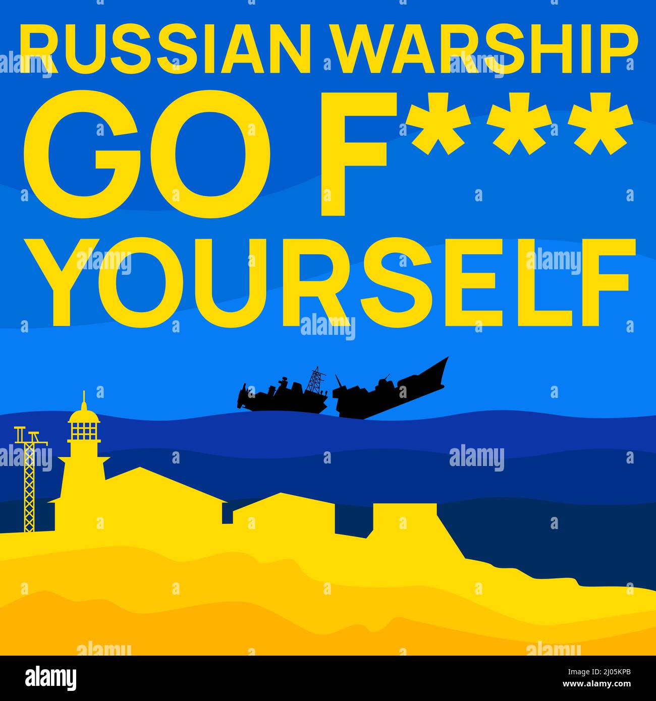 Poster Russian Warship Go Fck Yourself. Snake Island. Russland ist in die Ukraine eingedrungen. . Vektorgrafik Stock Vektor
