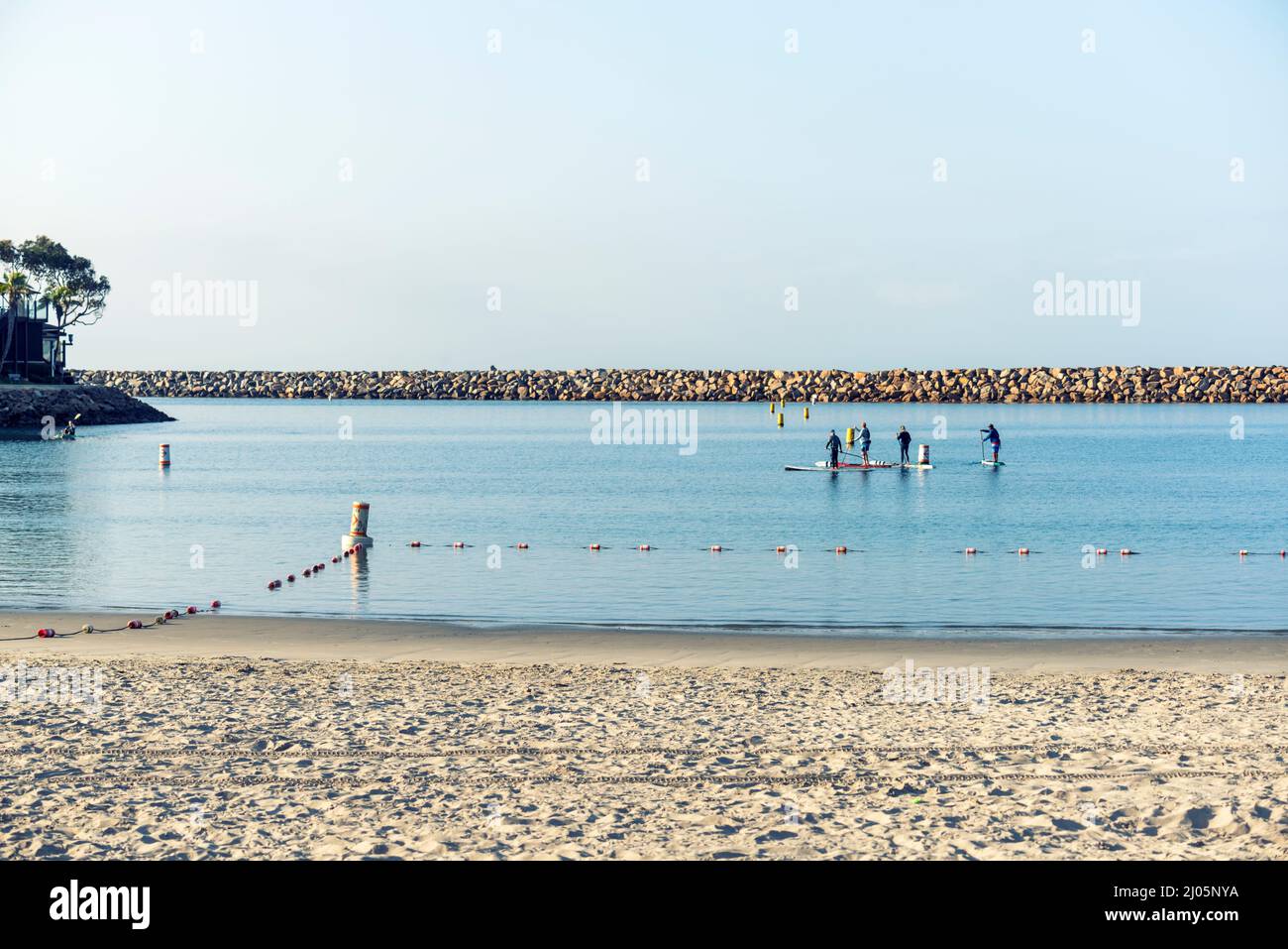 Blick für Paddlebarder vom Baby Beach. Dana Point, Kalifornien, USA. Stockfoto