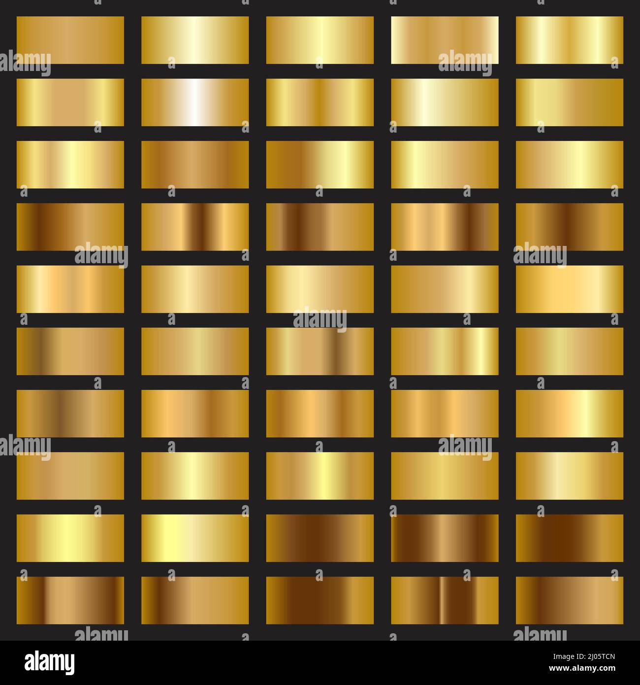 Hintergrundset mit Goldfolie und Farbverlauf. Sammlung von goldenen Folie Gradientenvorlage. Vektor Stock Vektor