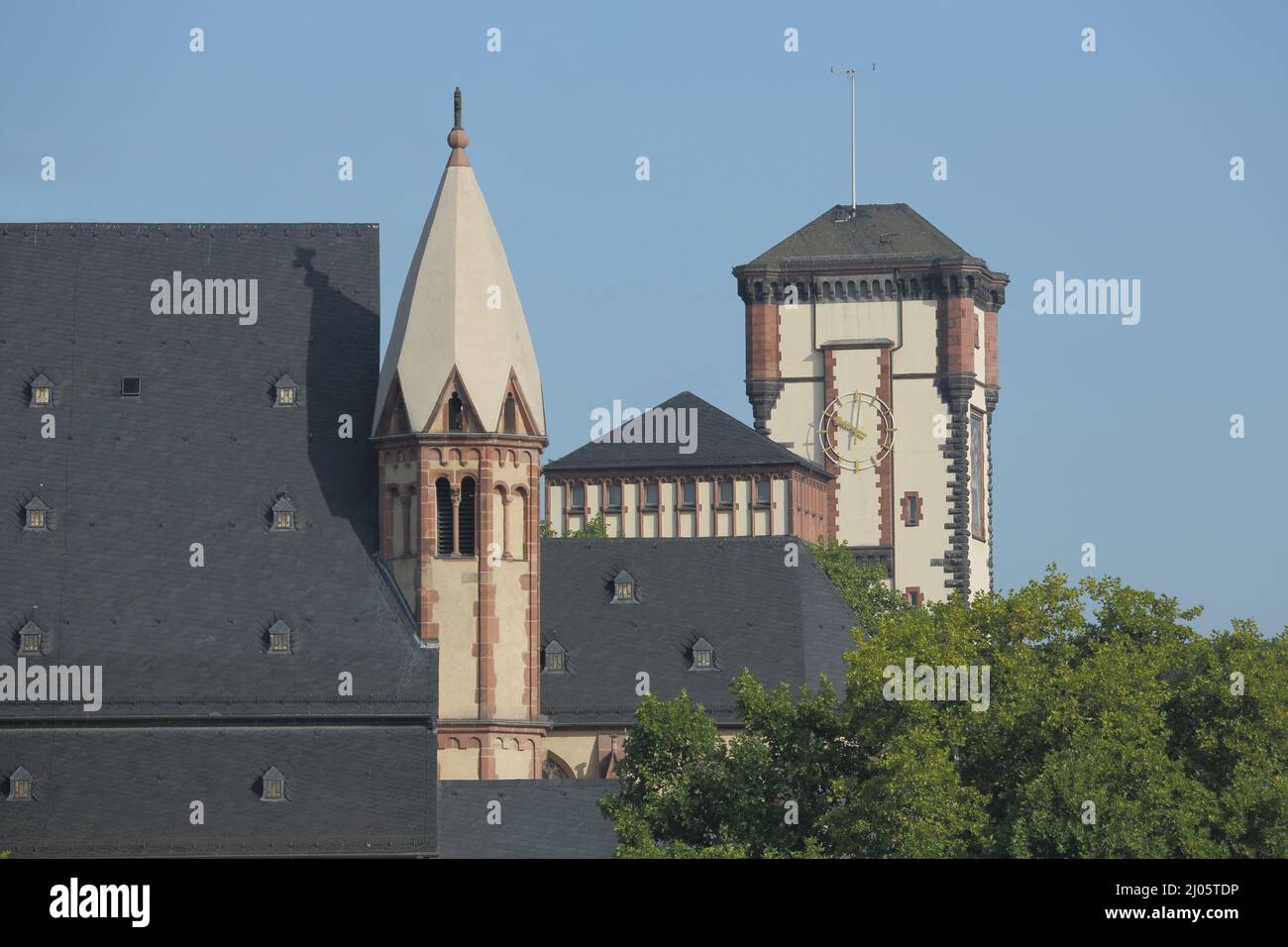 Leonardskirche, Little Cohn und Long Franz in der Altstadt, Frankfurt, Hessen, Deutschland Stockfoto