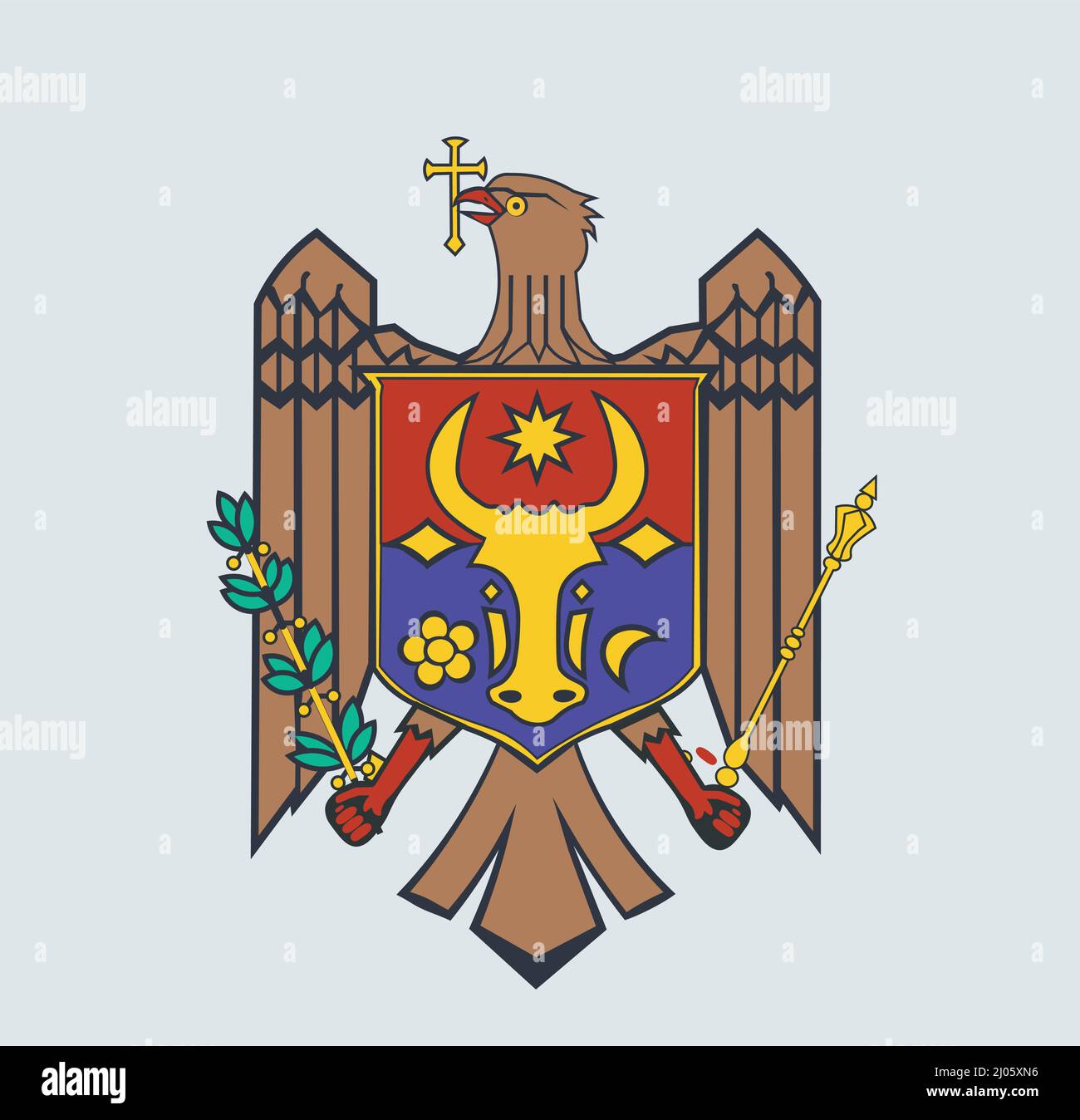 Nationales Emblem der Republik Moldau, Wappen der Republik Moldau Stock Vektor
