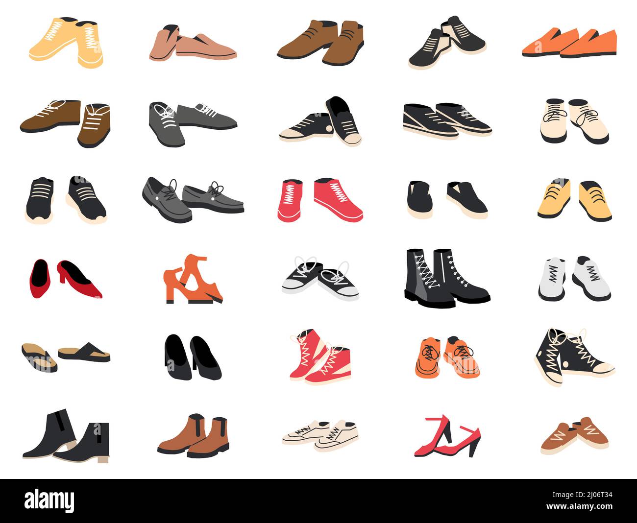 Set aus verschiedenen Schuhen isoliert Stock Vektor