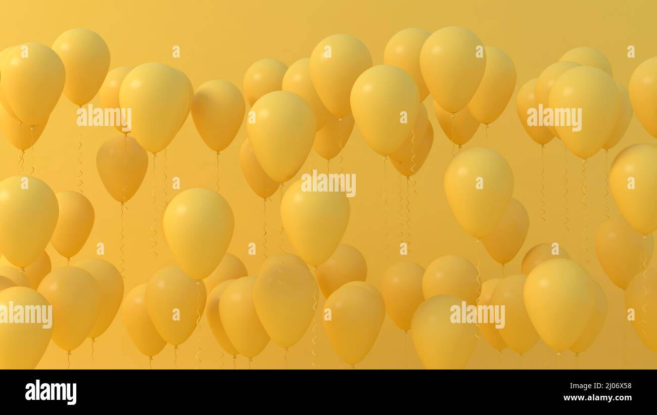 Gelbe Feier Hintergrund mit Luftballons Stockfoto