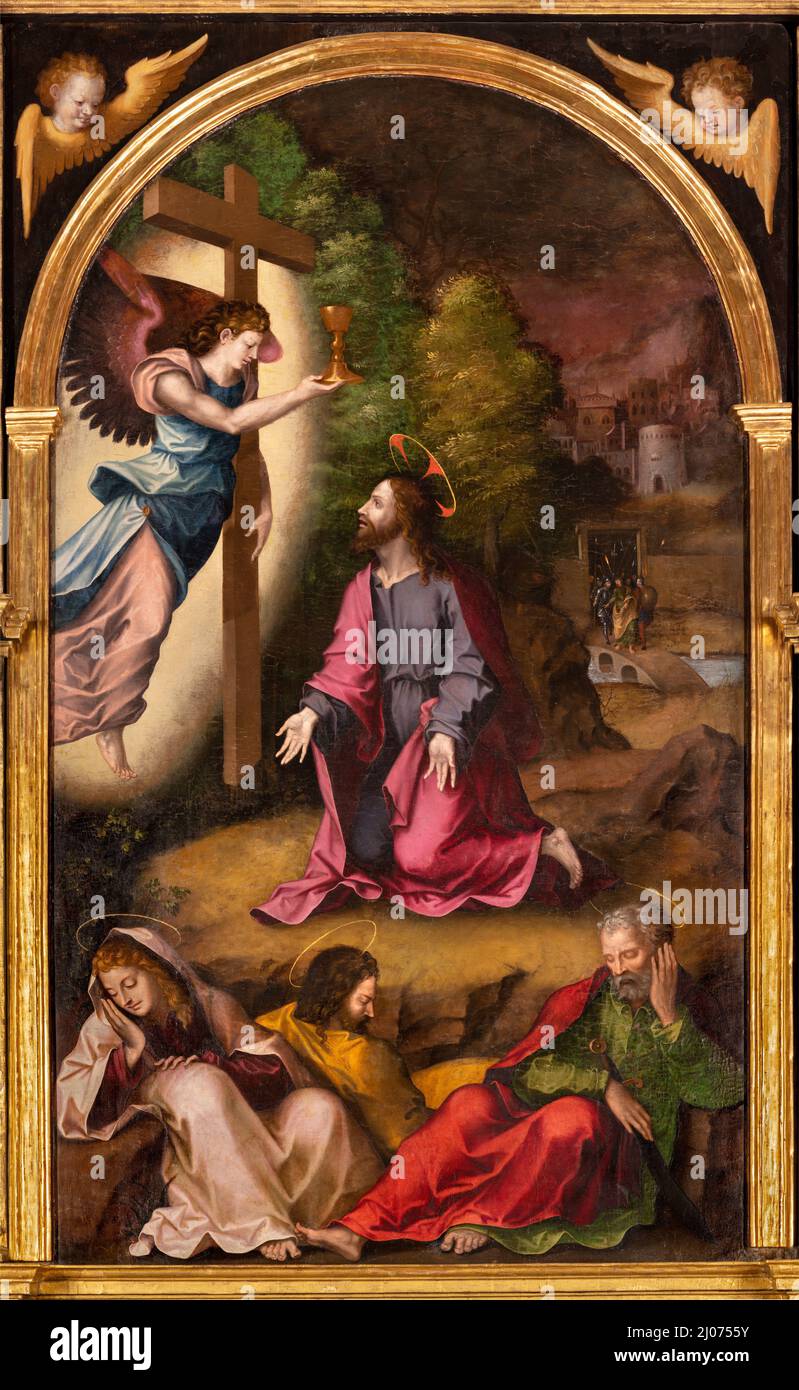 VALENCIA, SPANIEN - 14. FEBRUAR 2022: Das Renaissance-Gemälde des Jesus-Gebets im Garten Gethsemane in der Kirche Iglesia San Juan del Hospital Stockfoto