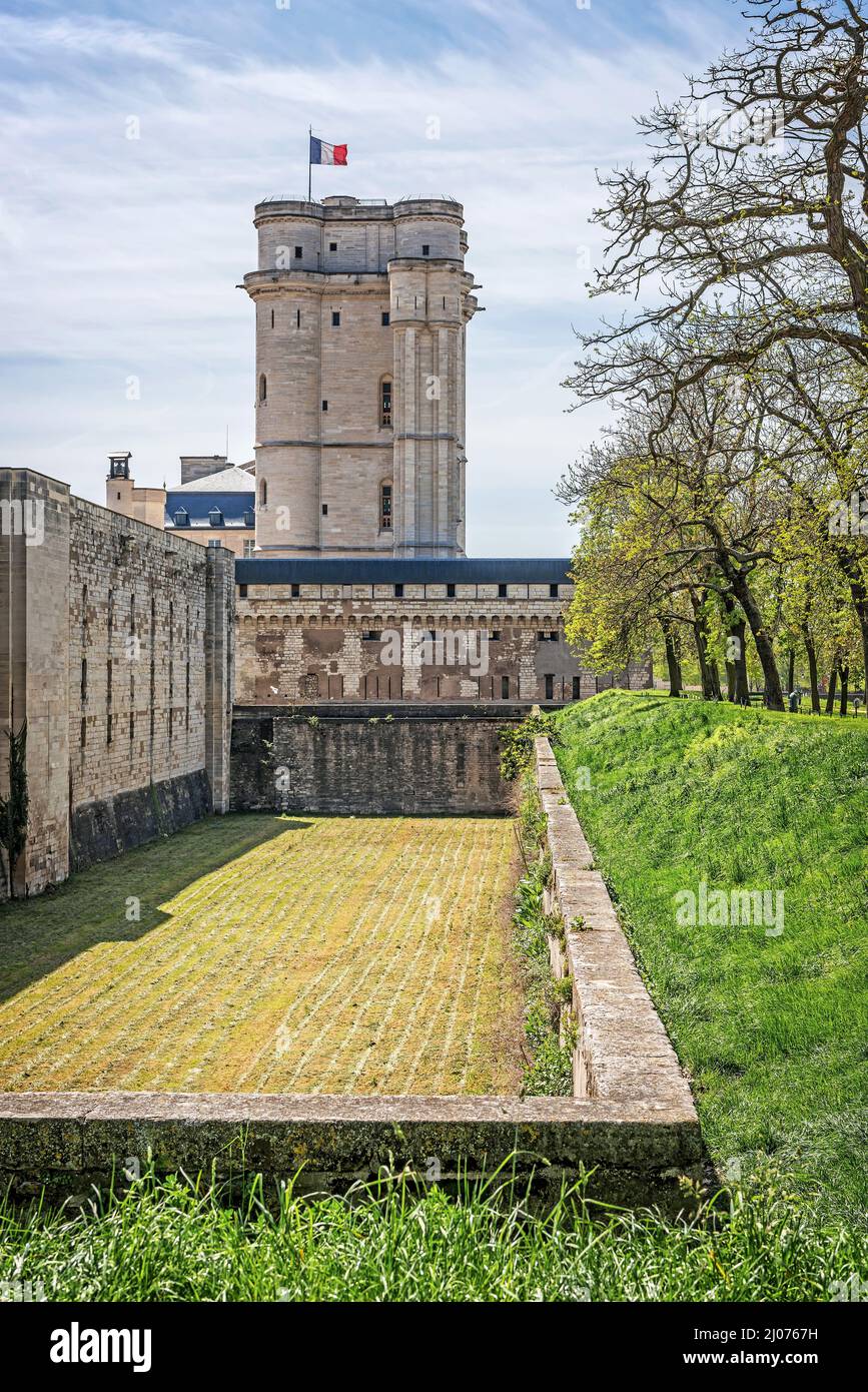 Frankreich, Paris - 18. April 2015: Blick auf den Keep von Schloss Vincennes Stockfoto