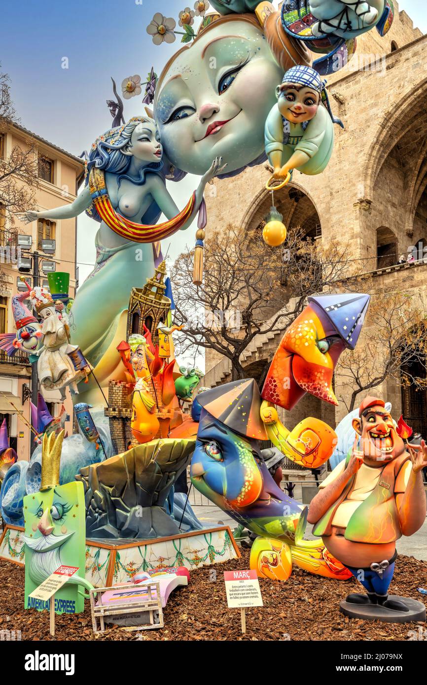 Riesige Skulptur für das jährliche Fallas Festival, Valencia, Spanien Stockfoto