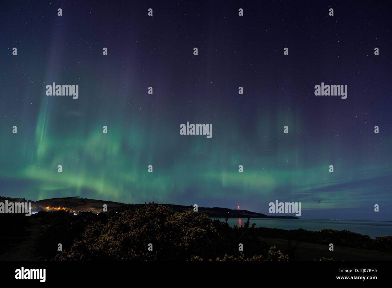 Die Nordlichter (Aurora borealis) über den schottischen Highlands Stockfoto