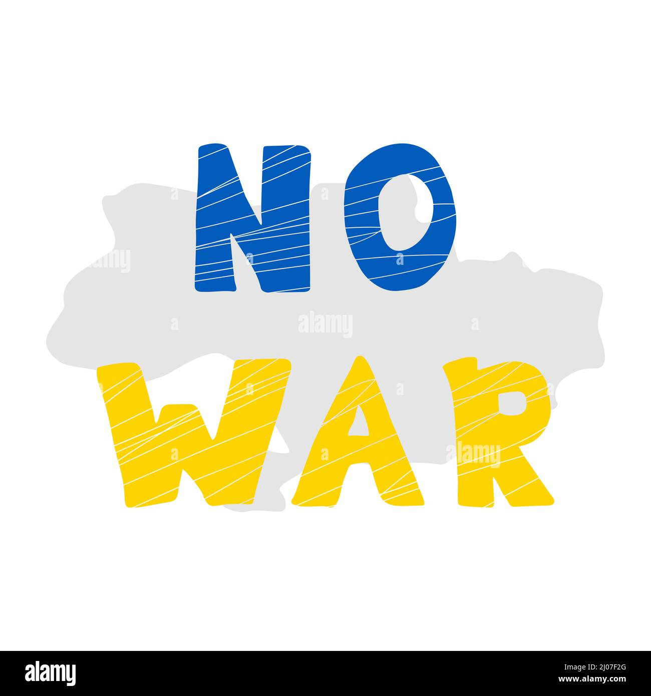 Kein Krieg in der Ukraine Vektor-Poster. Konzept der ukrainischen und russischen Militärkrise, Konflikt zwischen der Ukraine und Russland. Stop war sign. Stock Vektor