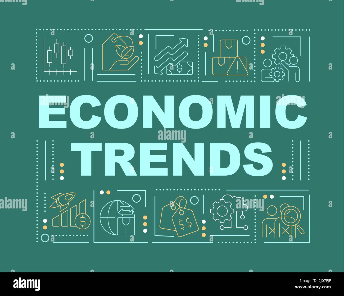 Trends in der Wirtschaft Wortkonzepte grünes Banner Stock Vektor