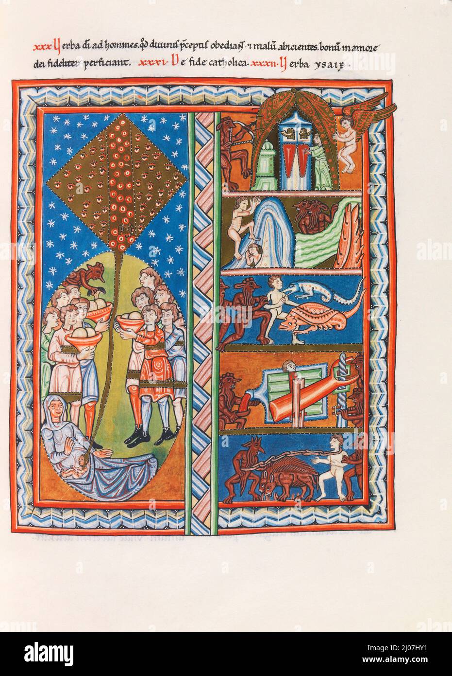 Miniatur aus Liber Scivias von Hildegard aus Bingen. Museum: PRIVATE SAMMLUNG. Autor: ANONYM. Stockfoto