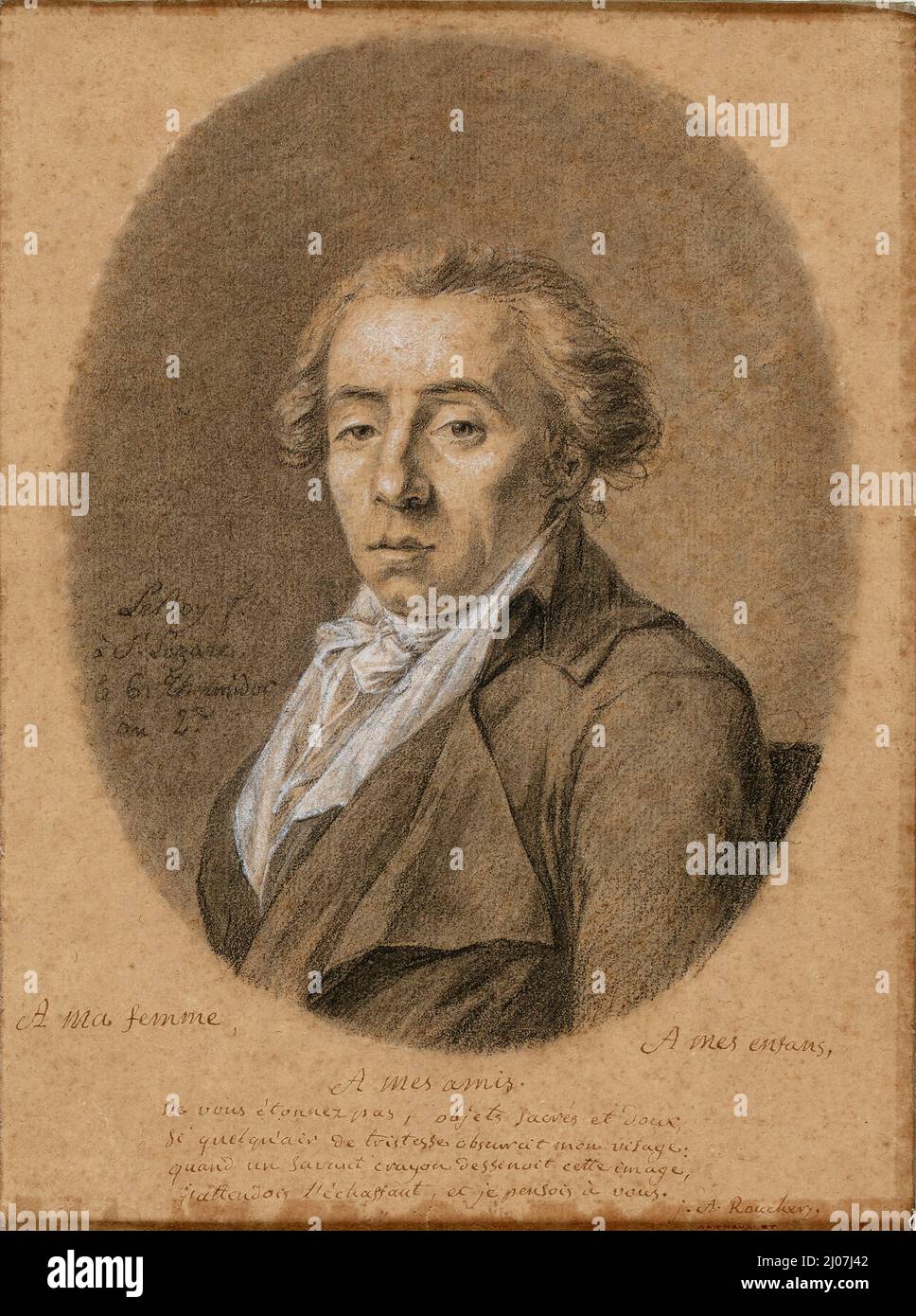 Porträt des Dichters Jean-Antoine Roucher (1745-1794). Museum: Musée Carnavalet, Paris. Autor: Joseph-François Leroy. Stockfoto
