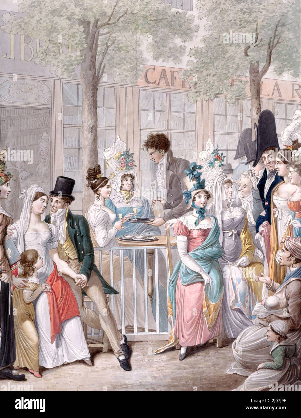 La Terrasse du Café La Rotonde au Palais Royal en 1814. Museum: Musée Carnavalet, Paris. AUTOR: GEORG EMANUEL OPIZ. Stockfoto