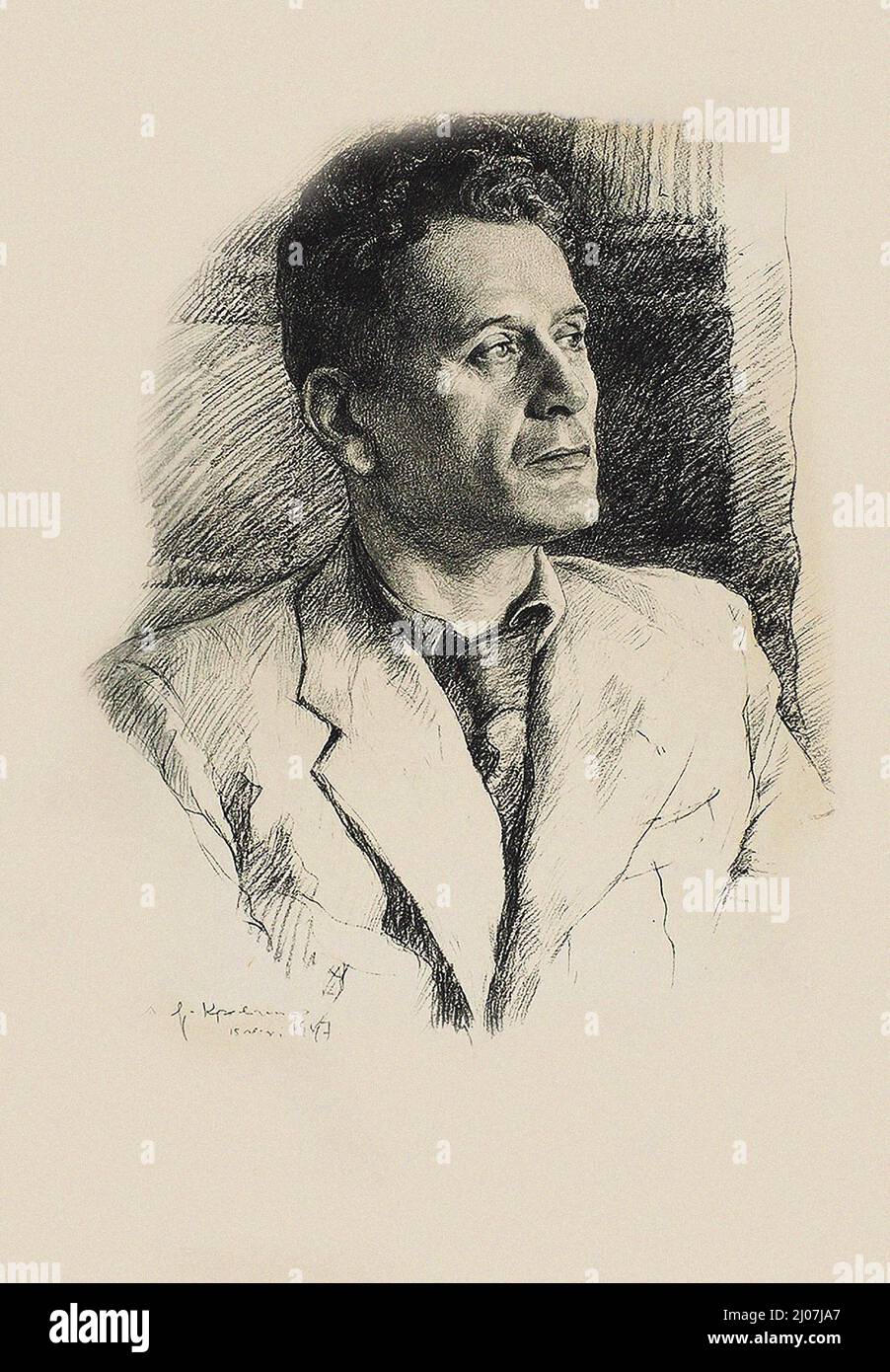 Porträt des jüdischen Dichters Peretz Markish (1895-1952). Museum: PRIVATE SAMMLUNG. Autor: Alexander Nikolajewitsch Jar-Krawtschenko. Stockfoto