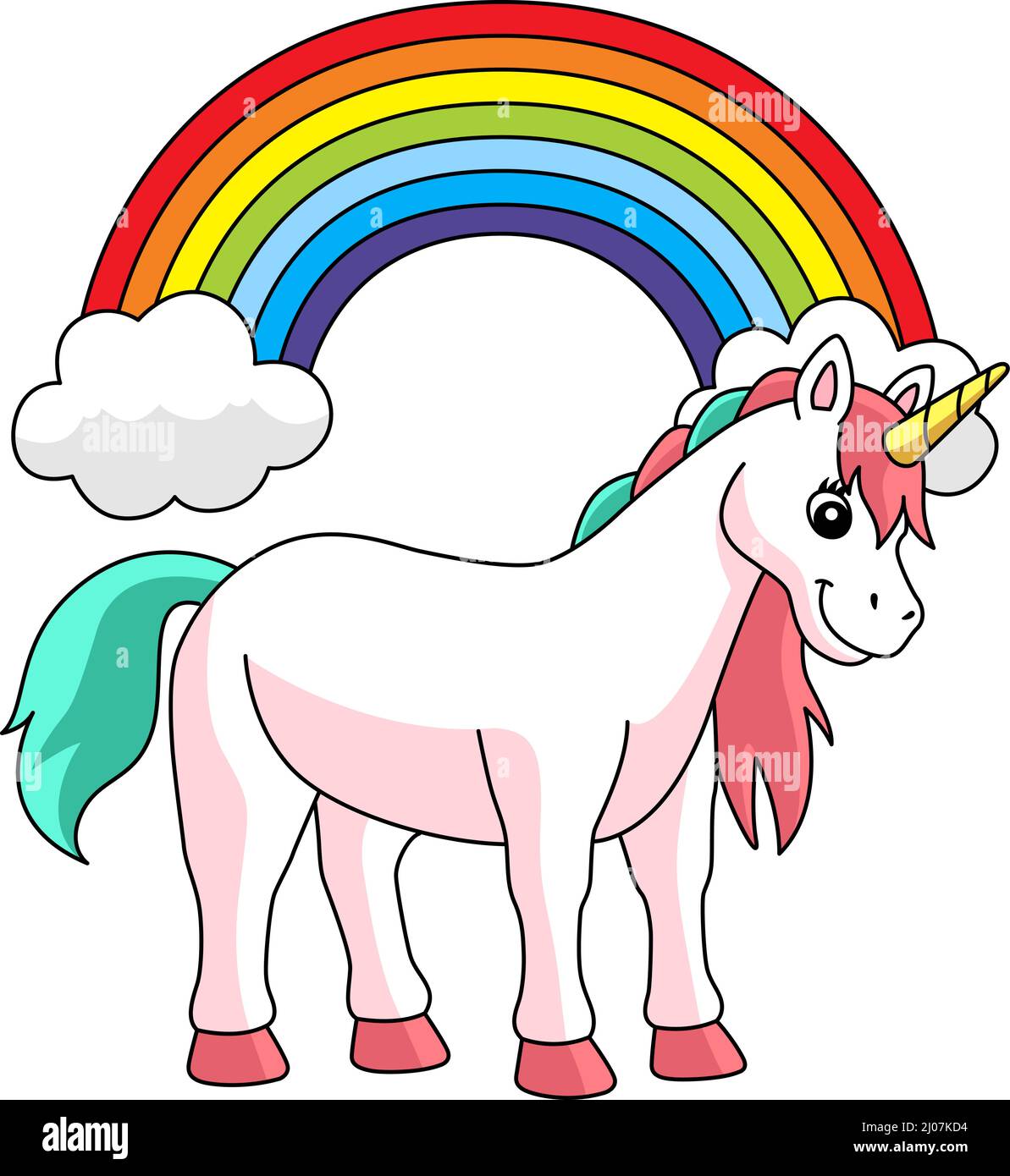 Regenbogen Einhorn Cartoon Farbige Cliparte Stock Vektor