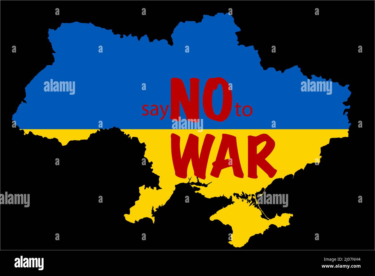 vektor der ukrainischen Flagge isoliert auf schwarz Stockfoto