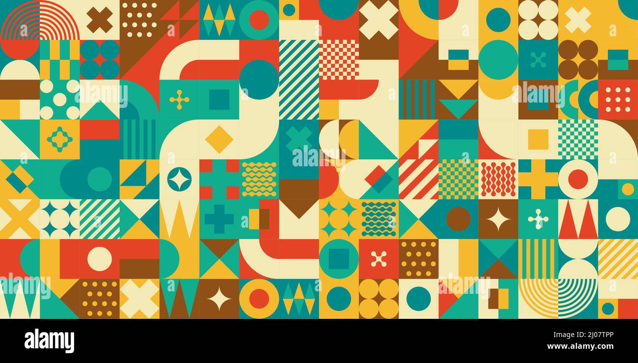 Nahtlose Abstrakte Vektor Bauhaus Schweizer Geometrische Muster Design Hintergrund Stock Vektor