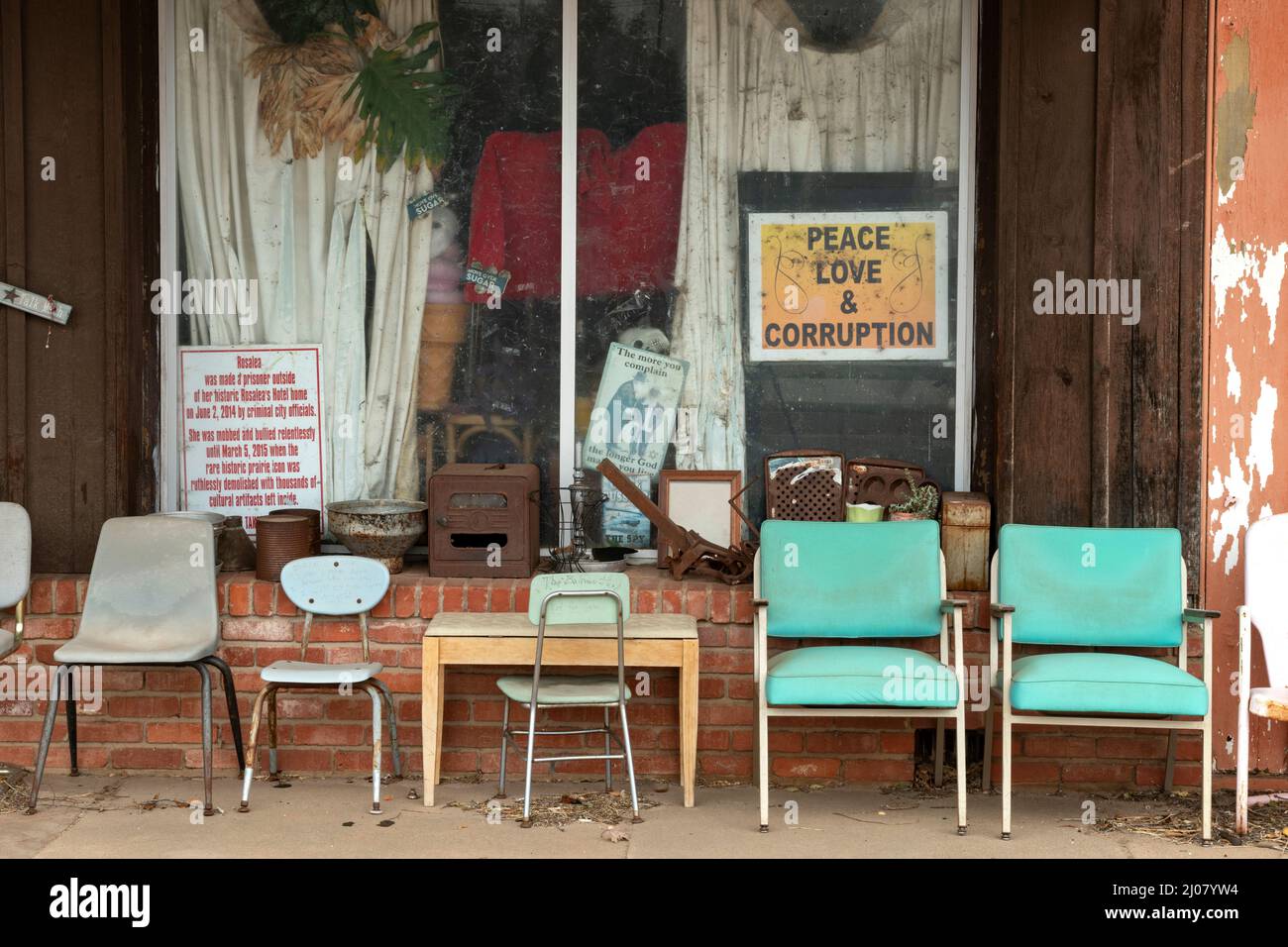 USA, Great Plains, Kansas, Harper County, Harper, Frieden, Liebe und Korruption Stockfoto