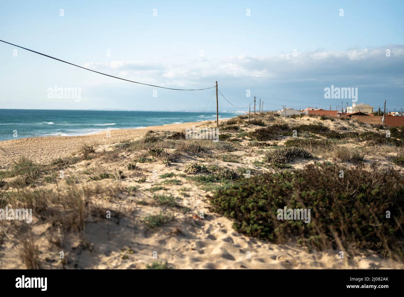 Ruhige Dünenlandschaft und Strand von Faro, Algarve, Portugal Stockfoto