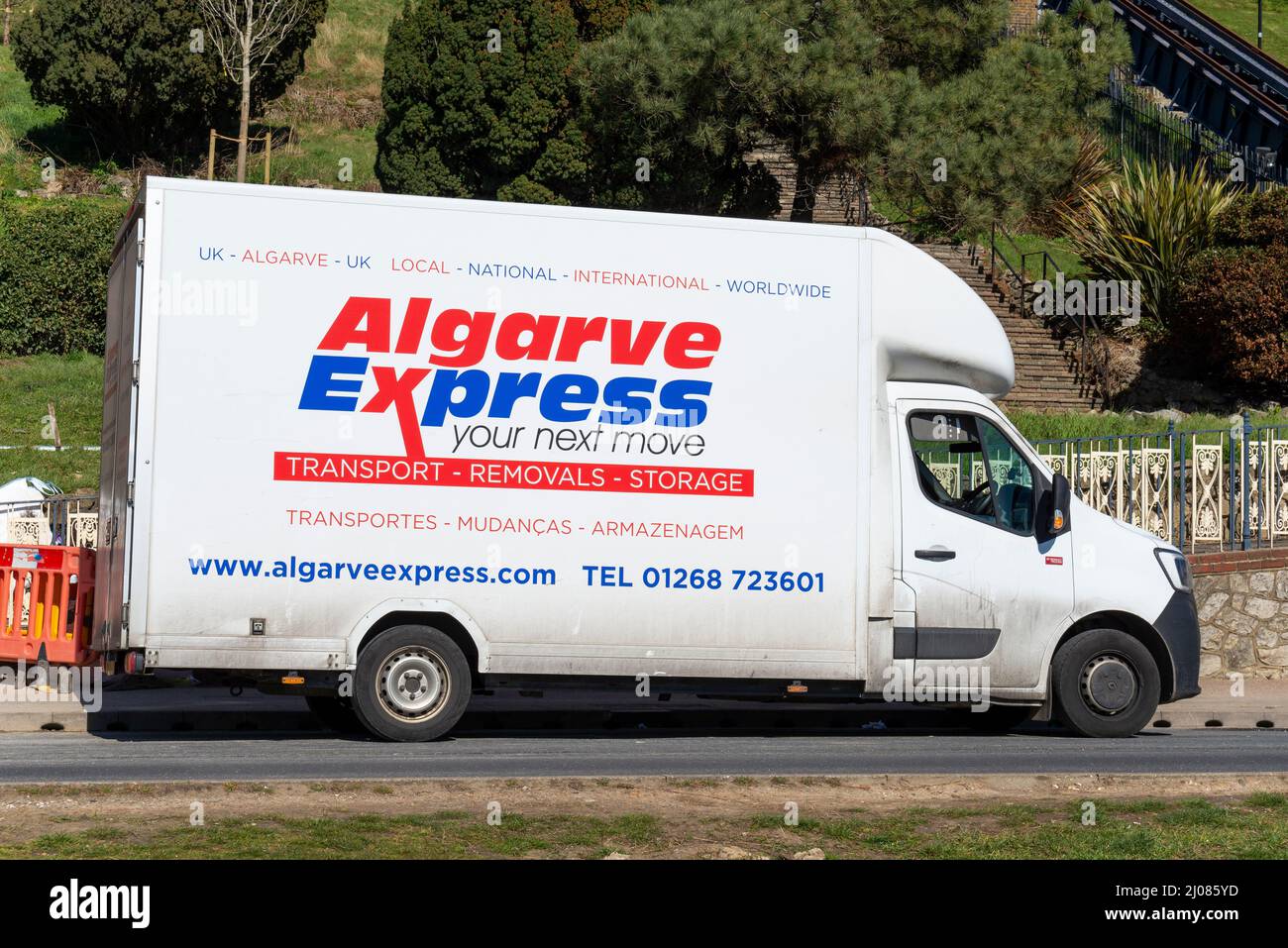 Algarve Express, Heimtransport, Umzüge und Lagerung für den britischen und internationalen Transport. Standortverlagerungen aus dem Vereinigten Königreich in europäische Länder Stockfoto